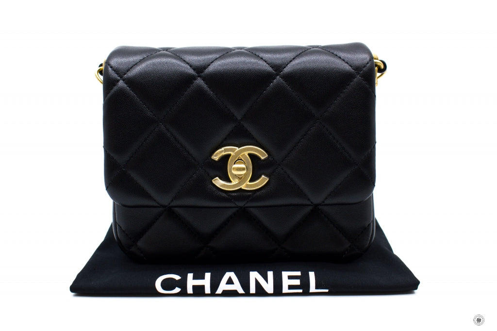 Chanel AS B CC Logo Flap Bag Black /  Calfskin Shoulder Bags Gbhw