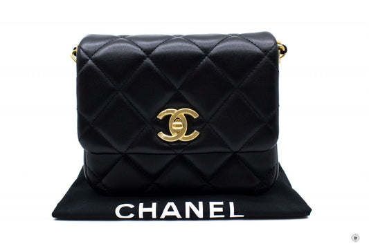 Chanel AS B CC Logo Flap Bag Black /  Calfskin Shoulder Bags Gbhw