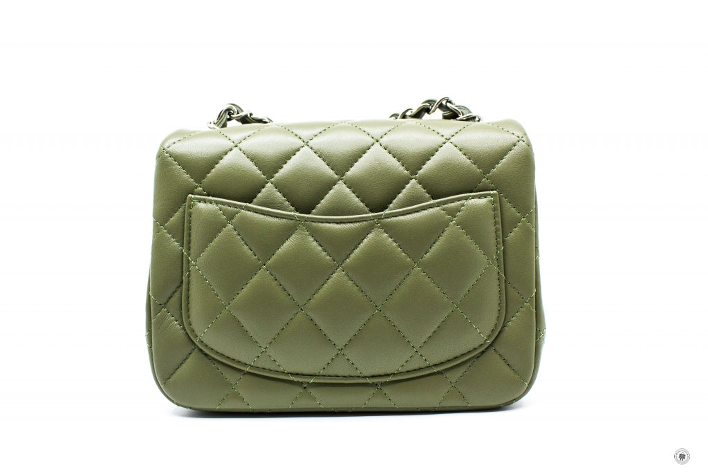 Chanel A35200 Y01480 Classic Mini Square Avocado   ND356 Lambskin 17CM Shoulder Bags Shw