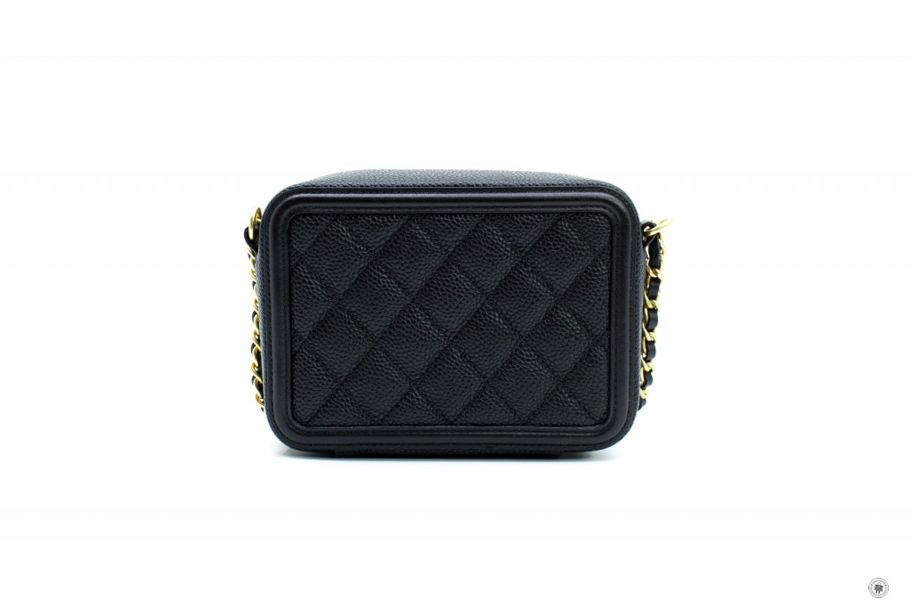 Chanel A Y CC Filigree Vanity Clutch With Chain Black /  Caviar Shoulder Bags Ghw