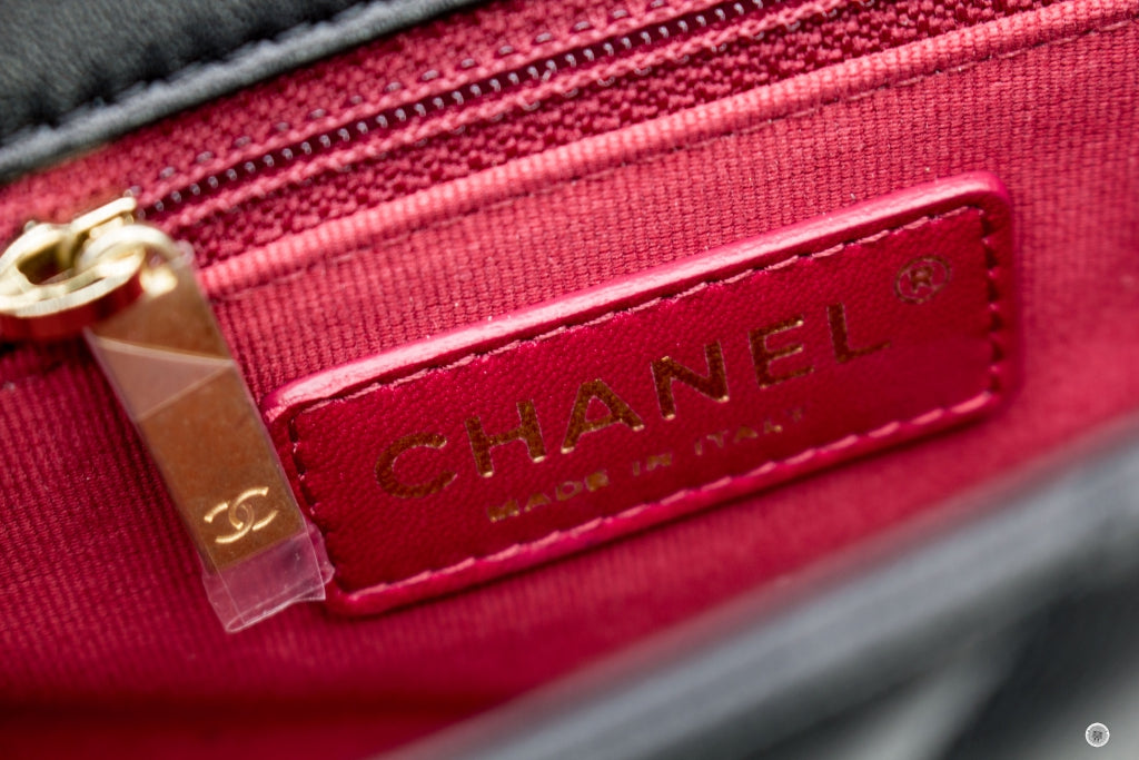 Chanel AS2855B06895 Mini Flap Bag With Pearl Chain Version Black   94305 Calfskin 19CM Shoulder Bags Gbhw