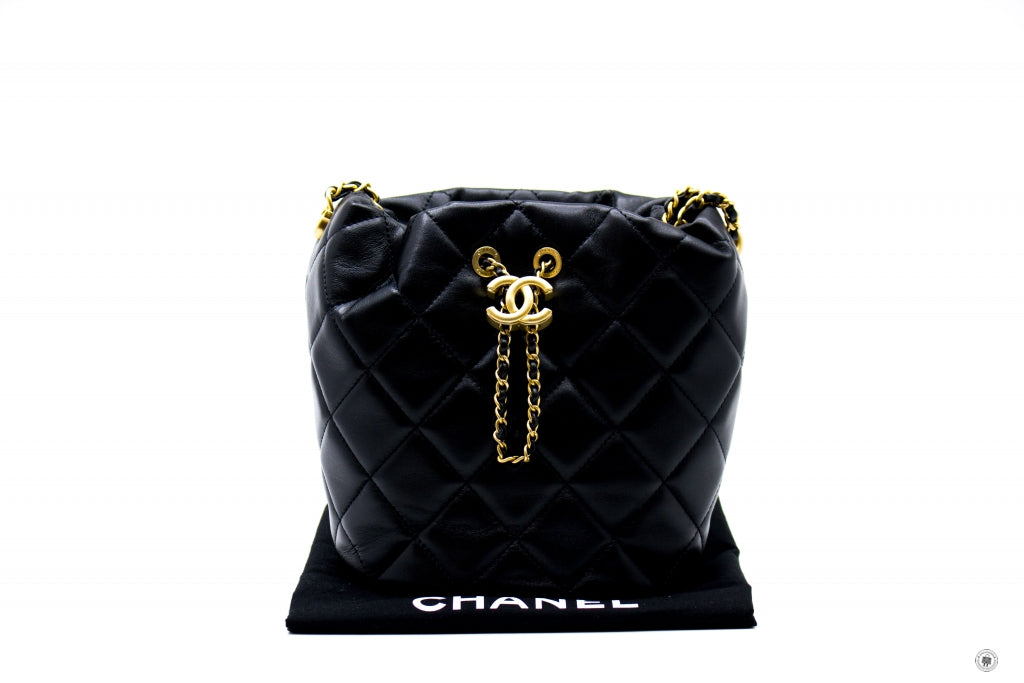 Chanel AS2859B06895 Bucket Bag With Imitation Pearls Black   94305 Lambskin Shoulder Bags Gbhw