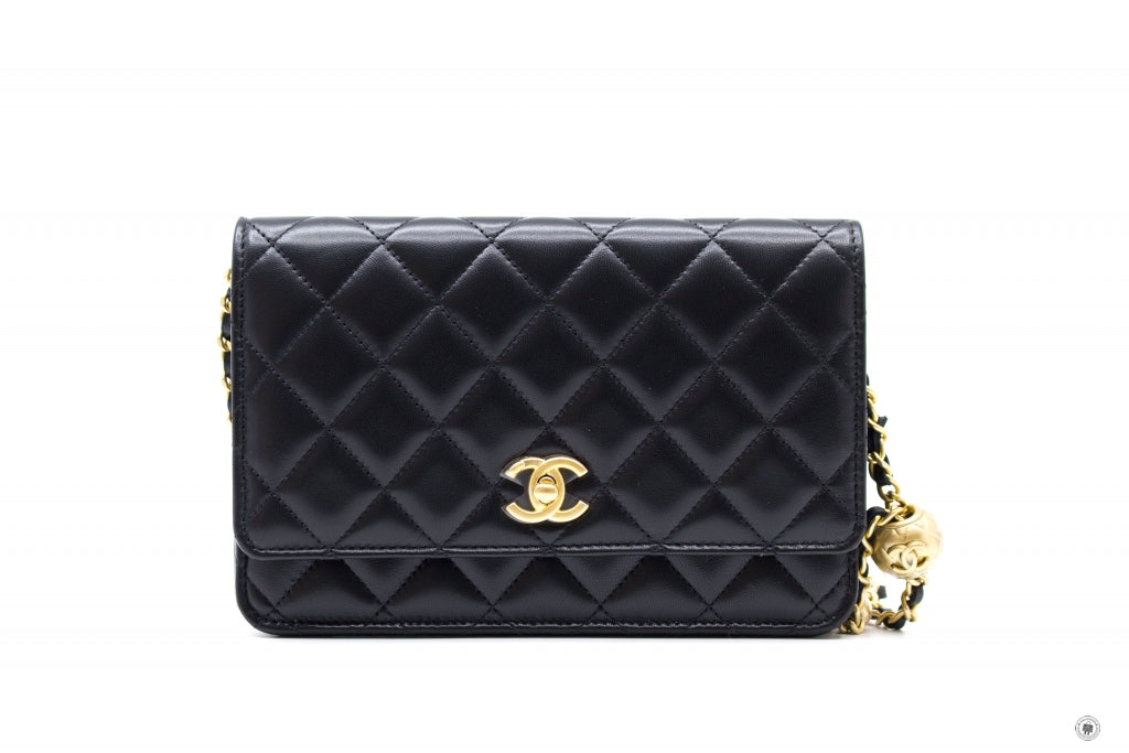 Chanel AP1450B02916 Wallet ON Chain WOC With Golden Pearl Crush Black   94305 Lambskin Shoulder Bags Ghw