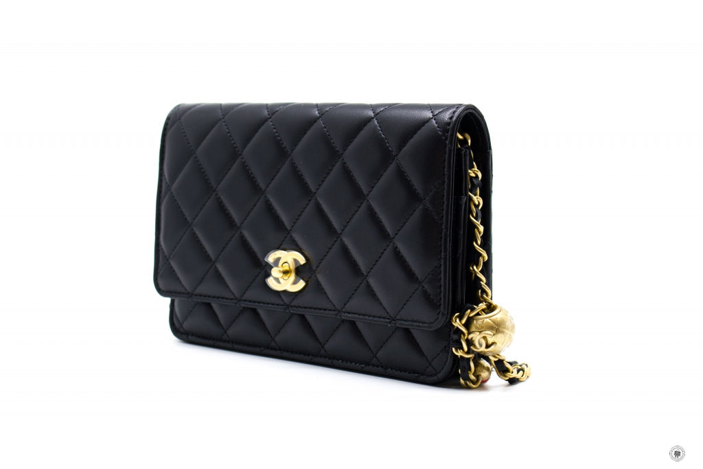 Chanel AP1450B02916 Wallet ON Chain WOC With Golden Pearl Crush Black   94305 Lambskin Shoulder Bags Ghw