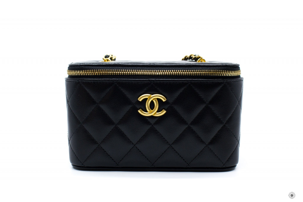 Chanel AP2550B07242 Vanity With Gold And Silver Chain Black   94305 Lambskin Shoulder Bags Shw