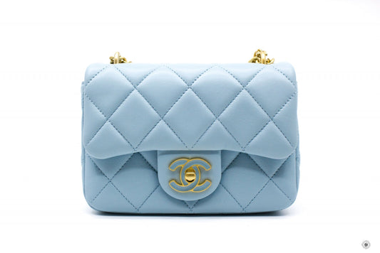 Chanel ASB Mini Flap Bag With Enamel And Gold Tone Metal  Baby Blue / NG Calfskin Shoulder Bags Gbhw