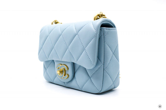 Chanel AS3113B07634 Mini Flap Bag With Enamel And Gold Tone Metal  Baby Blue   NG752 Calfskin Shoulder Bags Gbhw