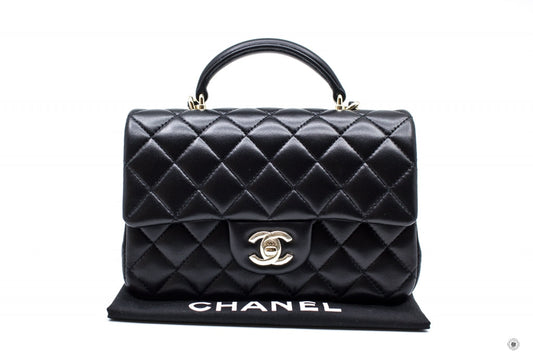Chanel ASB Mini Flap Bag With Top Handle Black /  Lambskin Shoulder Bags Ghw