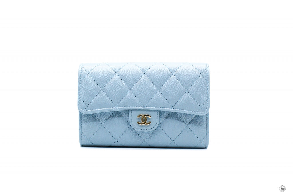 Chanel AP0232Y33352 Classic Flap Wallet Baby Blue   NG752 Caviar Short Wallet Shw