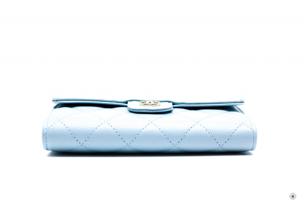 Chanel APY Classic Flap Wallet Baby Blue / NG Caviar Short Wallet Shw