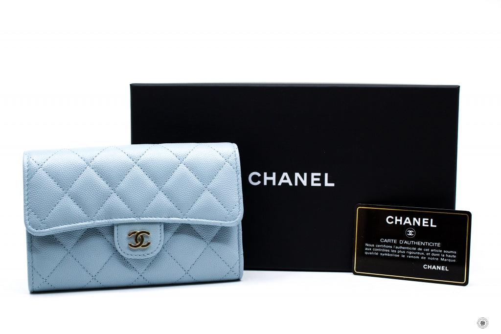 Chanel AP0232Y33352 Classic Flap Wallet Baby Blue   NG752 Caviar Short Wallet Shw