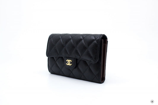 Chanel AP0232Y01864 Classic Flap Wallet Black   C3906 Caviar Short Wallet Ghw