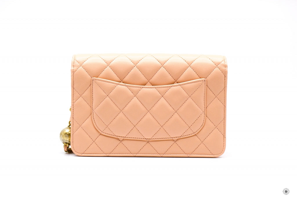 Chanel AP1450B02916 Pearl Crush Wallet ON Chain Woc  Apricot   NG119 Lambskin Shoulder Bags Gbhw