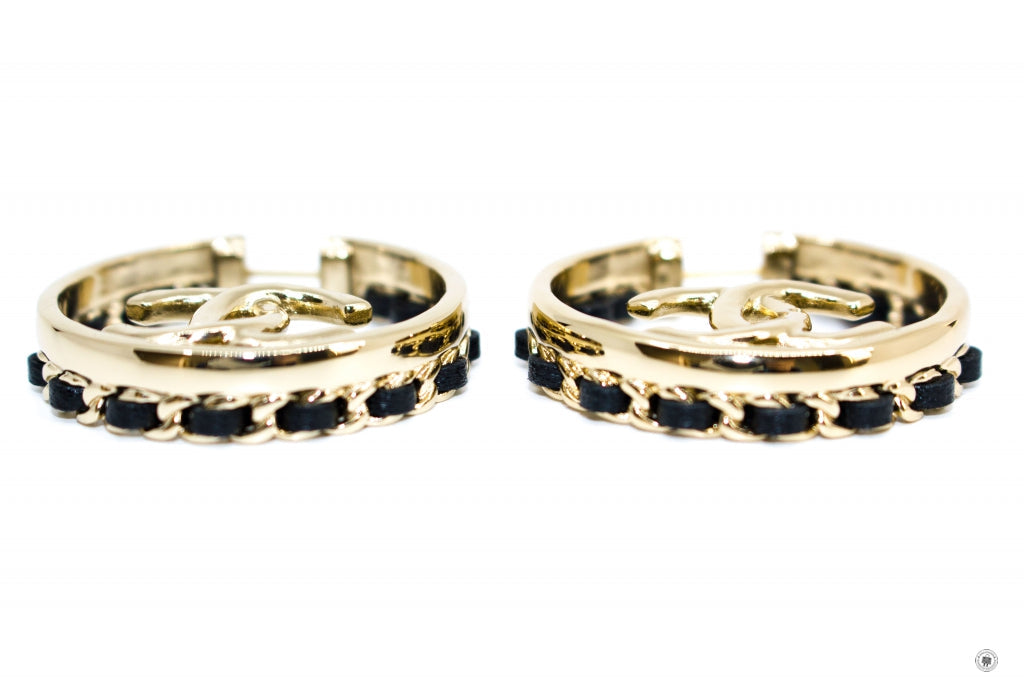 Chanel AB B CC With Woven Chain Details Round  Gold / NH Metal CM X CM Earrings