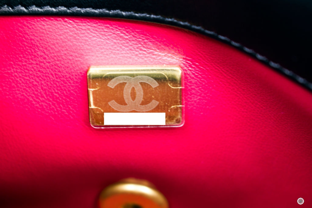 Chanel ASB Mini Flab Bag With Enamel And Gold Tone Metal  Black /  Calfskin Shoulder Bags Gbhw