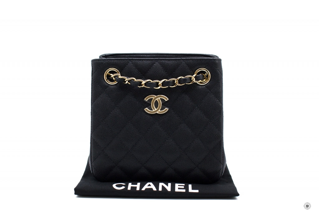Chanel ASY Bucket Bag Black /  Caviar Shoulder Bags Ghw