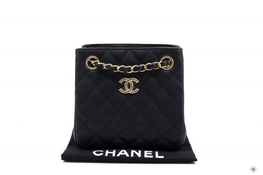 Chanel ASY Bucket Bag Black /  Caviar Shoulder Bags Ghw