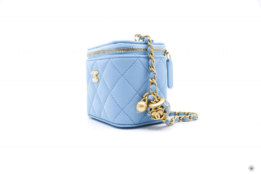 Chanel AP1447B08034 Small Vanity With Chain Crush Light Blue   NH626 Lambskin Shoulder Bags Gbhw