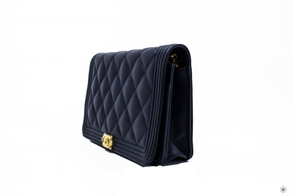 Chanel Boy Wallet ON Chain Navy  Caviar Shoulder Bags Gbhw