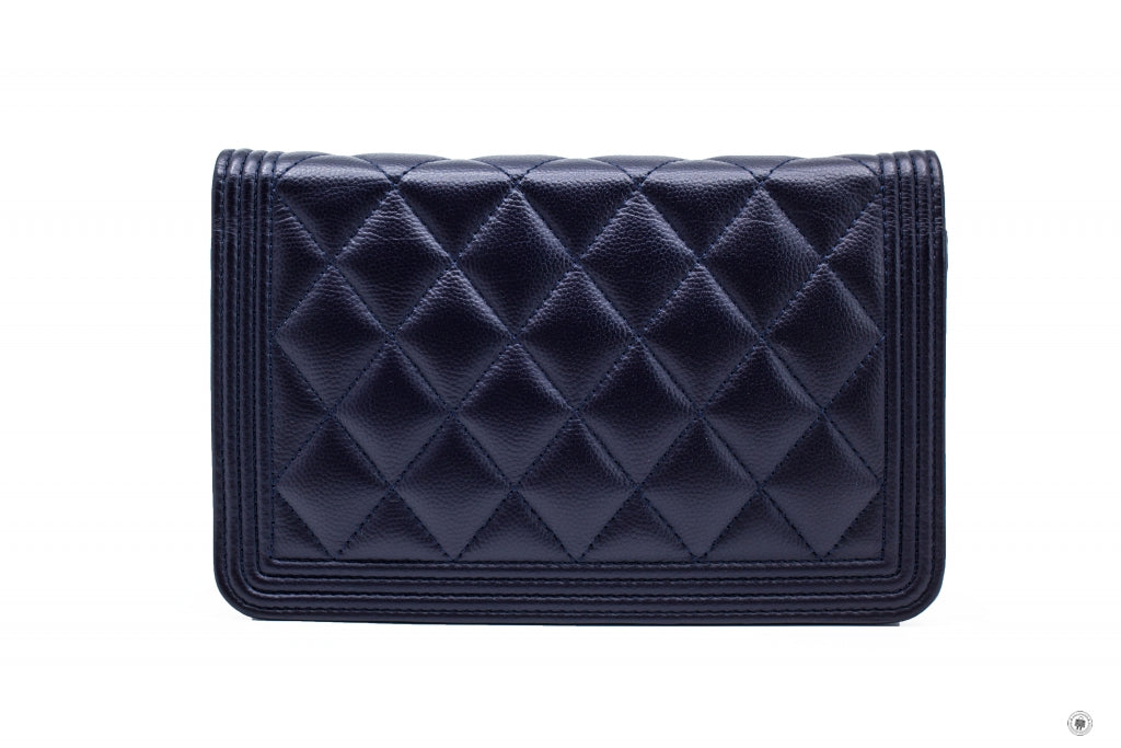 Chanel Boy Wallet ON Chain Navy  Caviar Shoulder Bags Gbhw