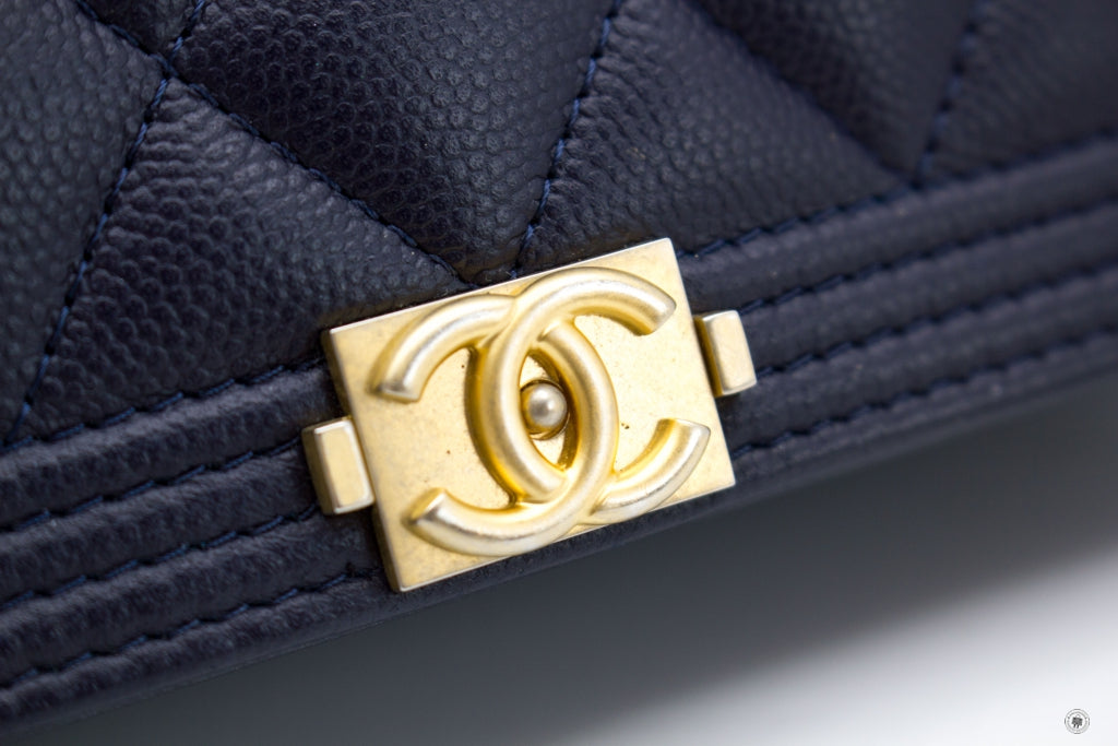 Chanel Boy Wallet ON Chain Navy  Caviar Shoulder Bags Gbhw