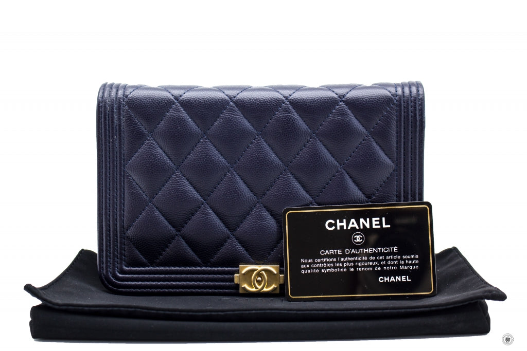 Chanel Boy Wallet ON Chain Navy  Caviar Shoulder Bags Gbhw