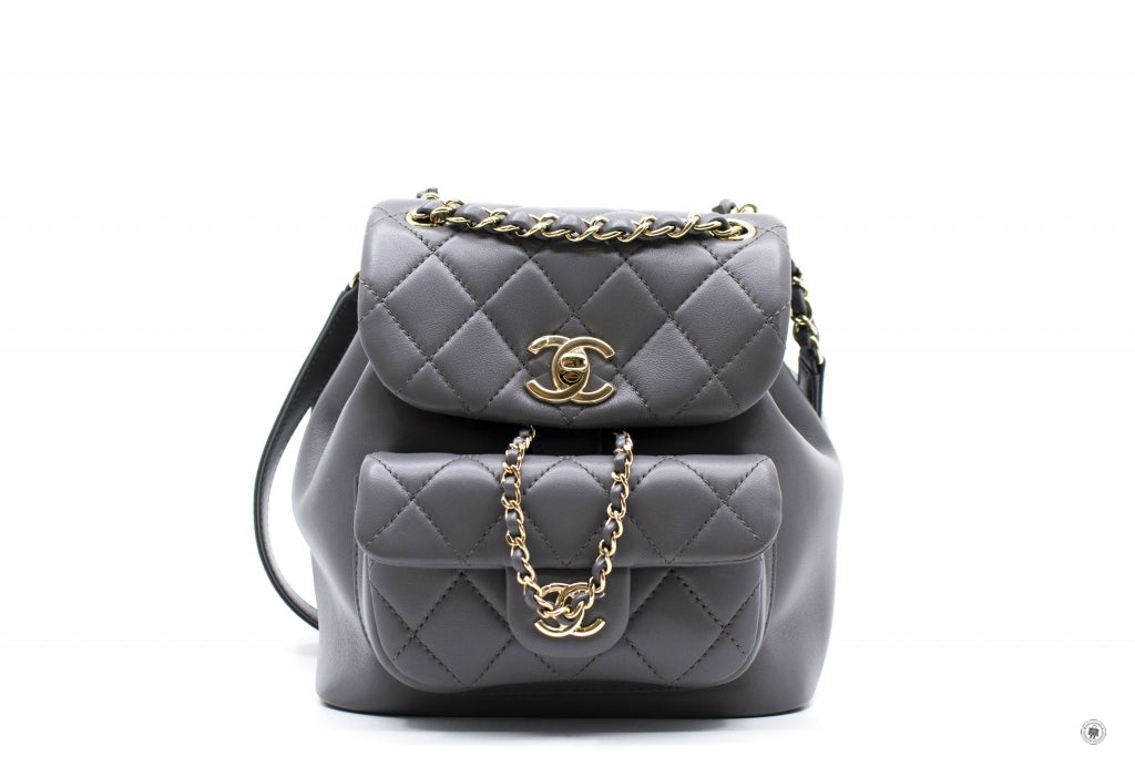 Chanel AS2908B08609 Mini Duma NI691   Grey Calfskin Backpacks Pbhw