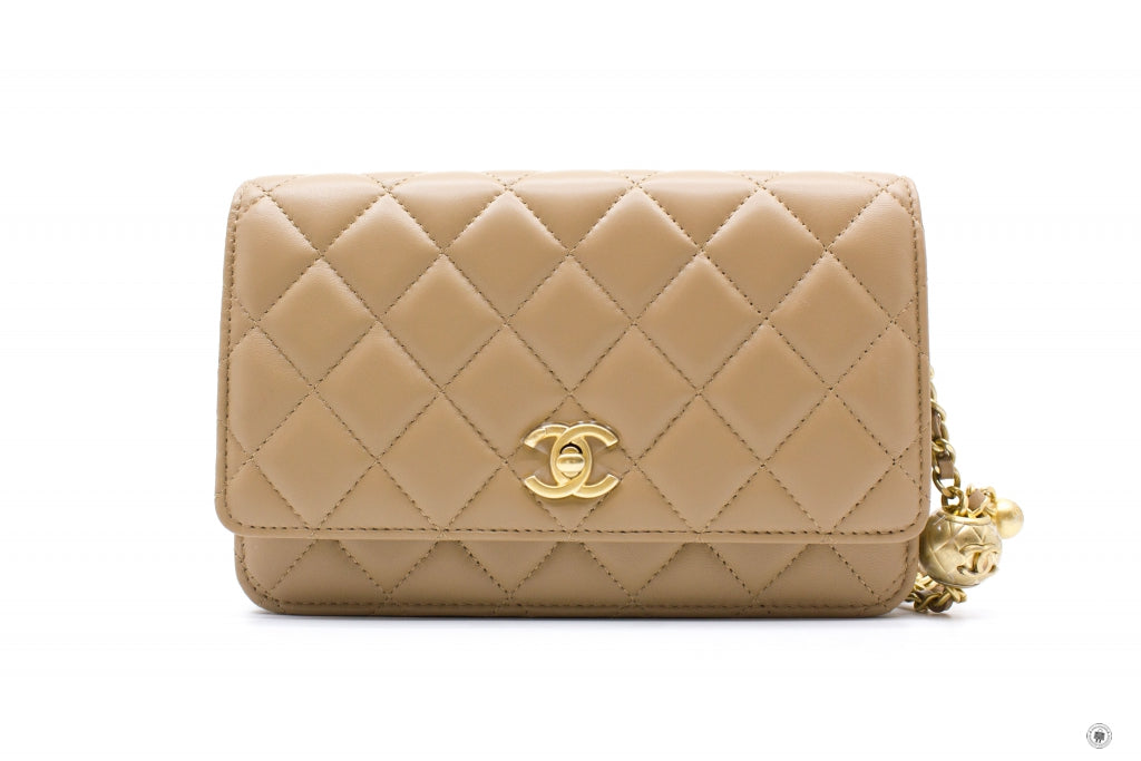 Chanel AP1450B02916 Wallet ON Chain Woc With Golden Ball  Beige   NJ528 Lambskin Shoulder Bags Gbhw