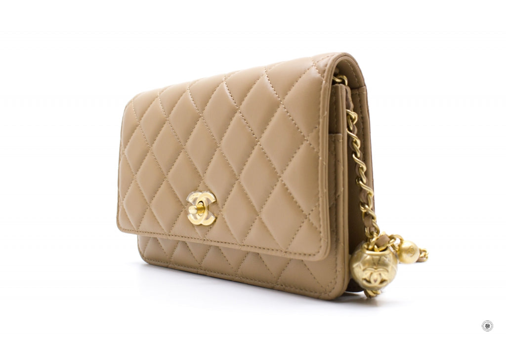 Chanel APB Wallet ON Chain Woc With Golden Ball  Beige / NJ Lambskin Shoulder Bags Gbhw