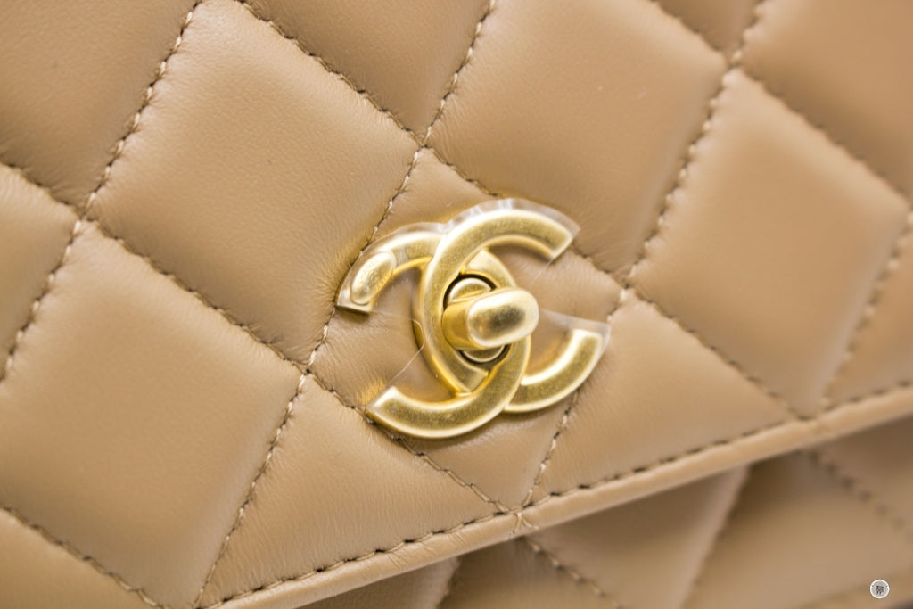 Chanel AP1450B02916 Wallet ON Chain Woc With Golden Ball  Beige   NJ528 Lambskin Shoulder Bags Gbhw