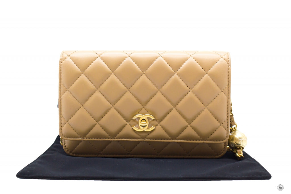 Chanel AP1450B02916 Wallet ON Chain Woc With Golden Ball  Beige   NJ528 Lambskin Shoulder Bags Gbhw