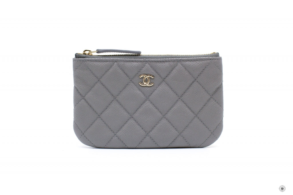 Chanel A82365 Y33352  Classic Mini Pouch NJ531   Grey Caviar Shoulder Bags Pbhw