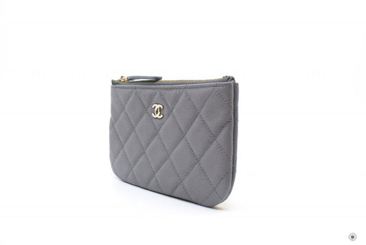 Chanel A82365 Y33352  Classic Mini Pouch NJ531   Grey Caviar Shoulder Bags Pbhw