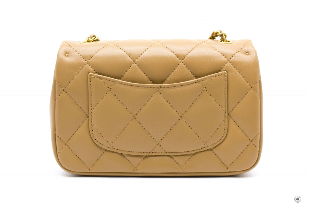 Chanel AS B  Mini Flap Bag With Heart Charms BJ / Beige Lambskin Shoulder Bags Gbhw