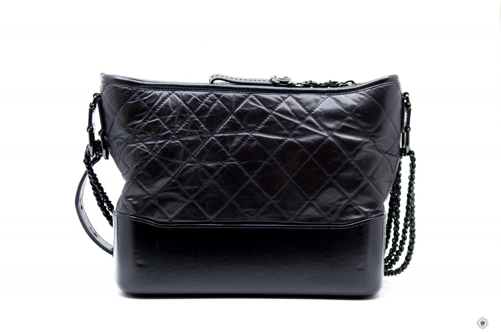Chanel A93824 B01935 Gabrielle Hobo Medium SO Black  Black   94305  Lambskin Shoulder Bags Bkhw