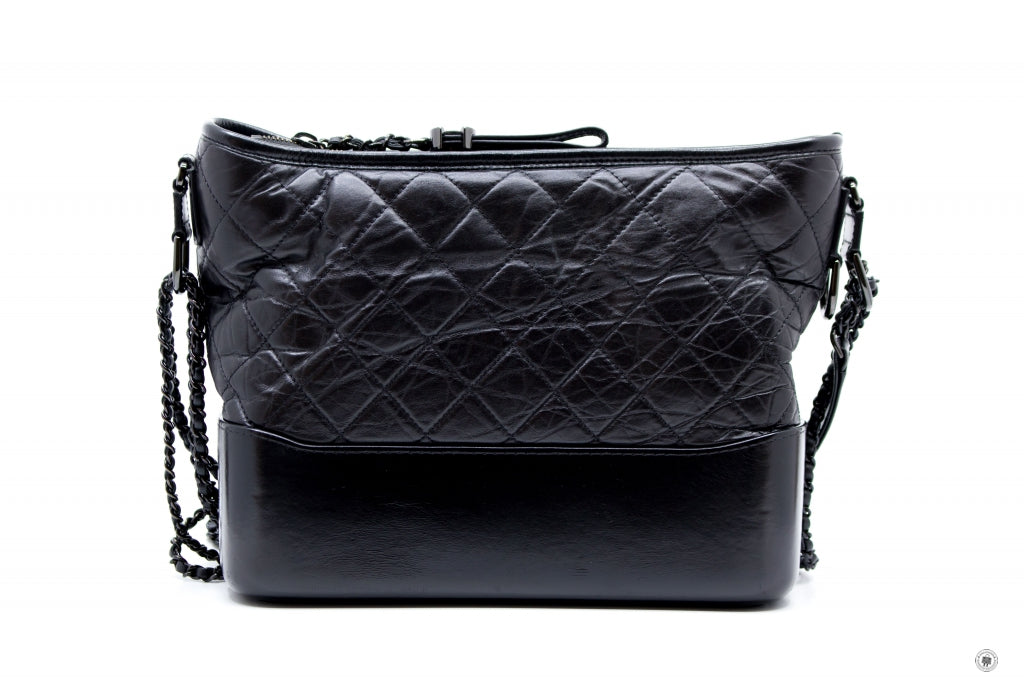 Chanel A93824 B01935 Gabrielle Hobo Medium SO Black  Black   94305  Lambskin Shoulder Bags Bkhw