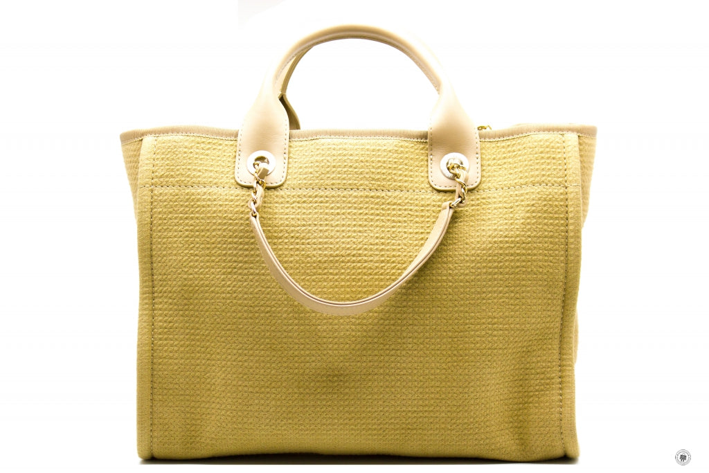 Chanel AS B NI Deauville Medium Shopping Bag Beige / NI Fabric Tote Bag Pbhw