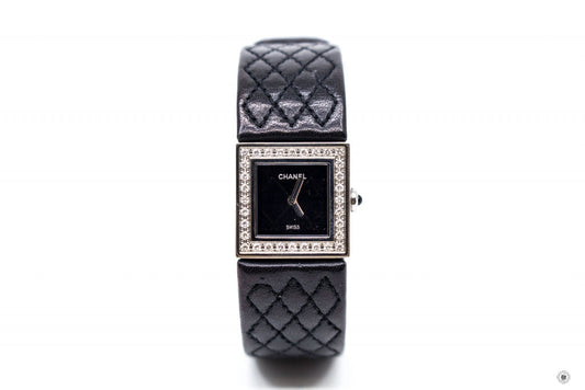 Chanel Boy-friend Acier Etanche M Quartz With Diamonds Black Leather Circumference  CM Watches Shw