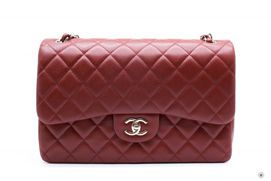 Chanel A58600 Classic CC Red Caviar Jumbo Shoulder Bags Shw