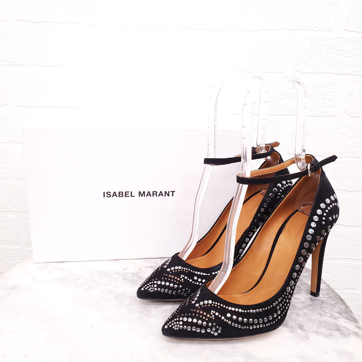 ISABEL MARANT BLACK SUEDE STUDDED HEELS - SIZE 40