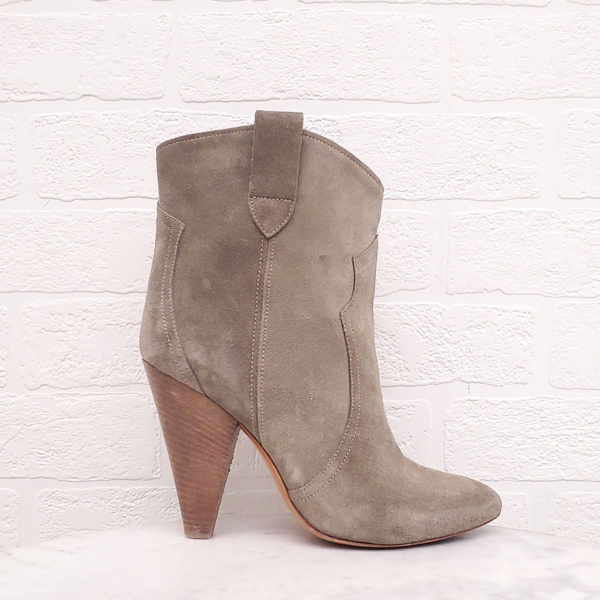 ISABEL MARANT KHAKI SUEDE BOOTS - SIZE 39