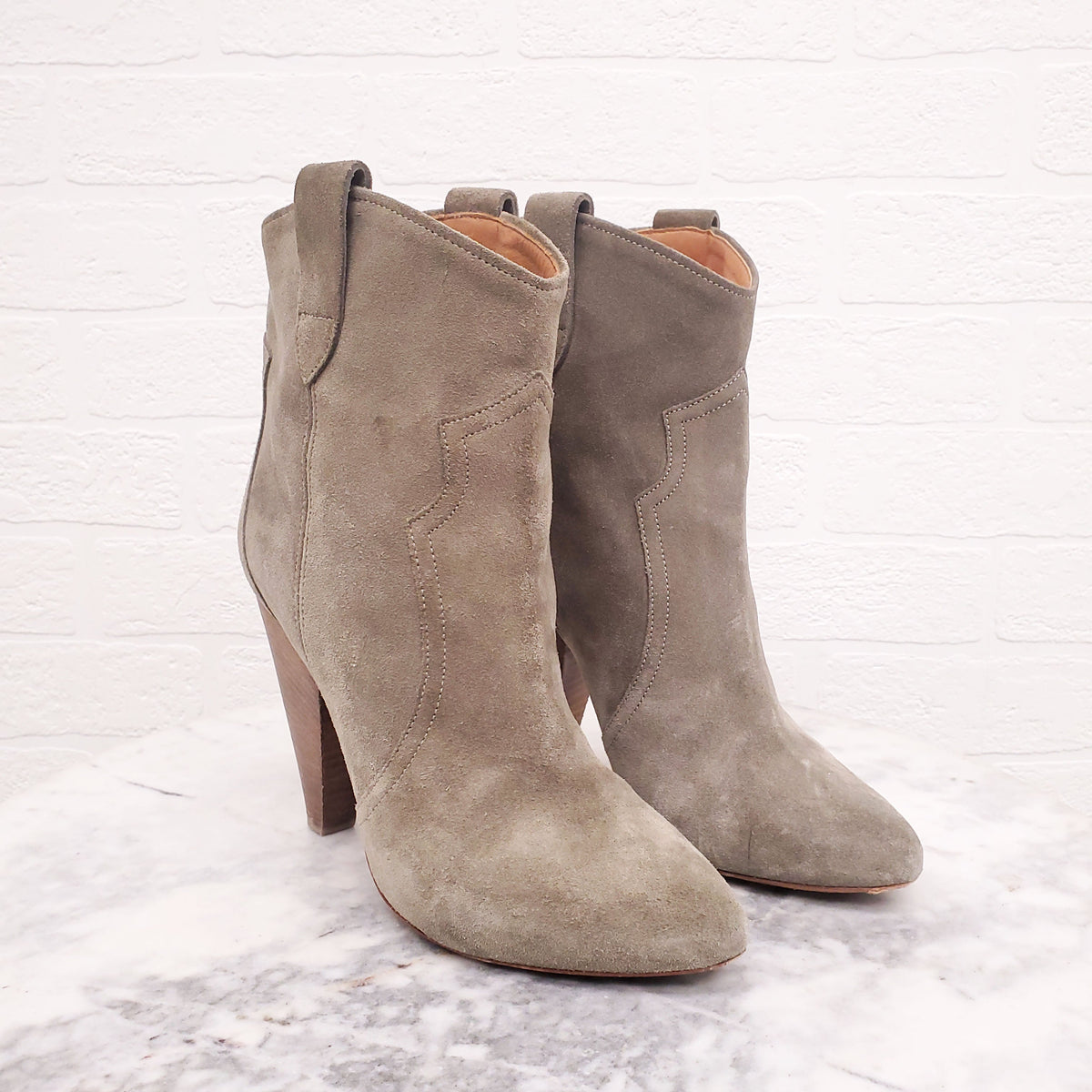 ISABEL MARANT KHAKI SUEDE BOOTS - SIZE 39