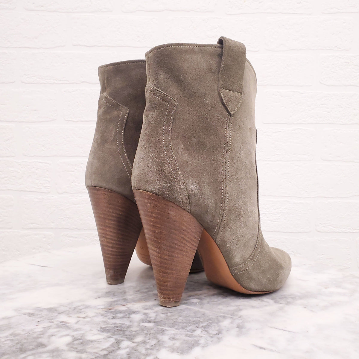 ISABEL MARANT KHAKI SUEDE BOOTS - SIZE 39