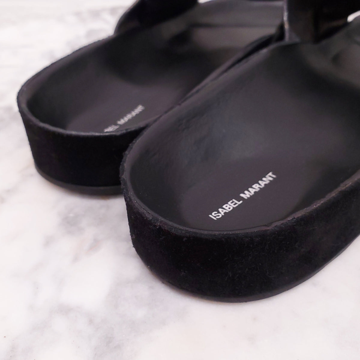 ISABEL MARANT METALLIC GOLD LEATHER SLIDES - SIZE 39