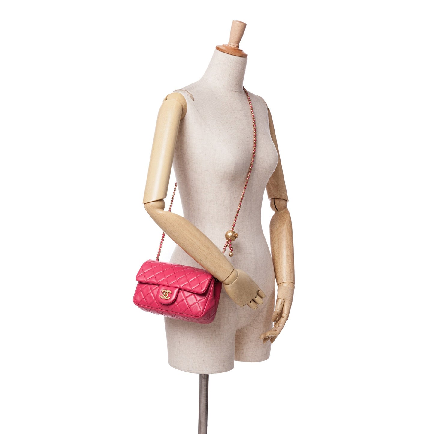 Pink Chanel Mini Rectangular Lambskin Pearl Crush Flap Crossbody Bag