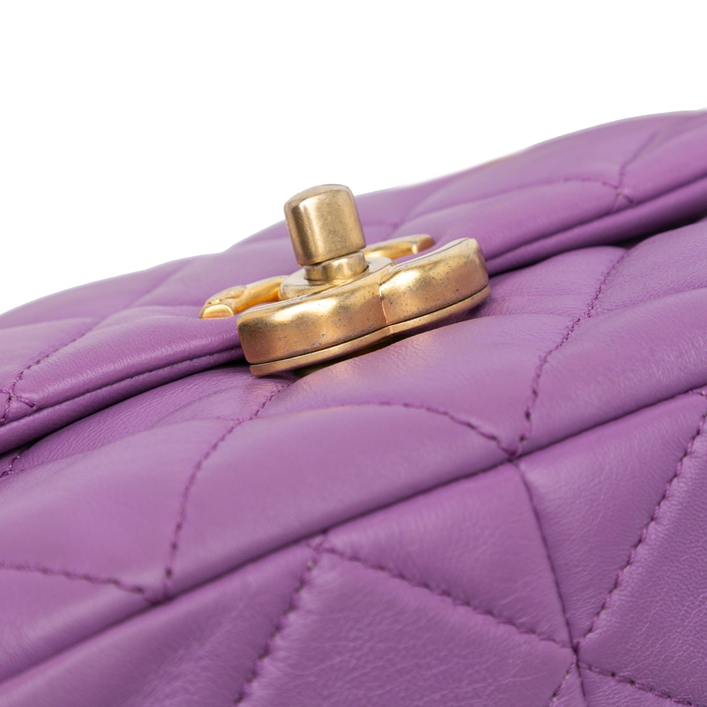 Purple Chanel Mini Quilted Lambskin Candy Chain Flap Crossbody Bag