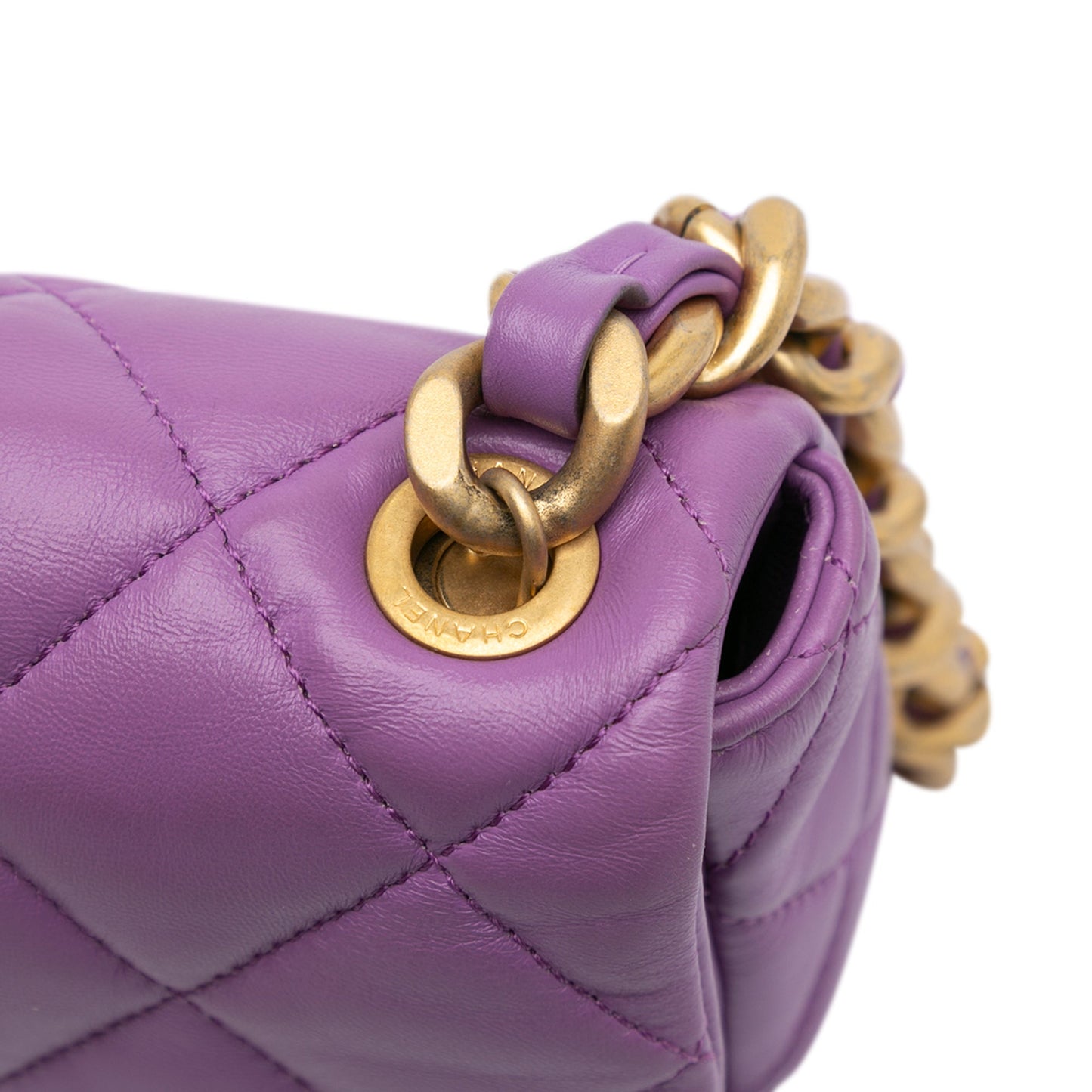 Purple Chanel Mini Quilted Lambskin Candy Chain Flap Crossbody Bag