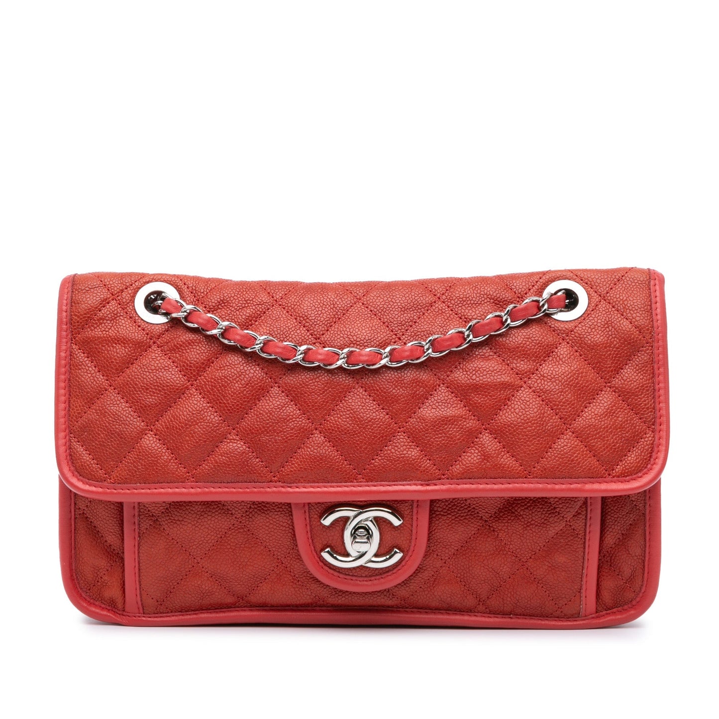 Red Chanel Medium Caviar French Riviera Flap Shoulder Bag