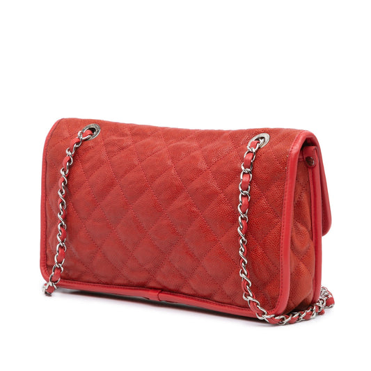 Red Chanel Medium Caviar French Riviera Flap Shoulder Bag