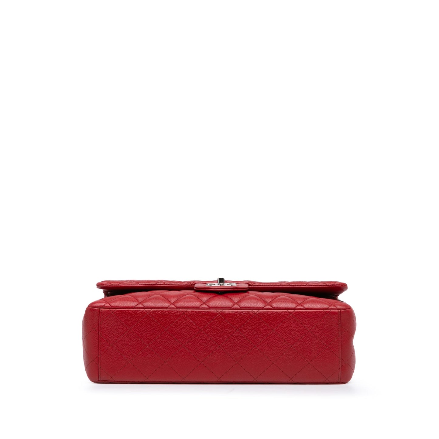 Red Chanel Maxi Classic Caviar Double Flap Shoulder Bag